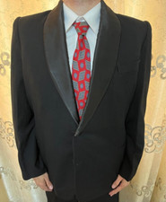 1940s vintage handtailored bespoke all worsted Tuxedo night black shawl suit 40R