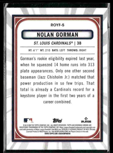 Bowman #ROYF-5 2023 Nolan Gorman Novato del Año Favoritos - Imagen 2 de 2