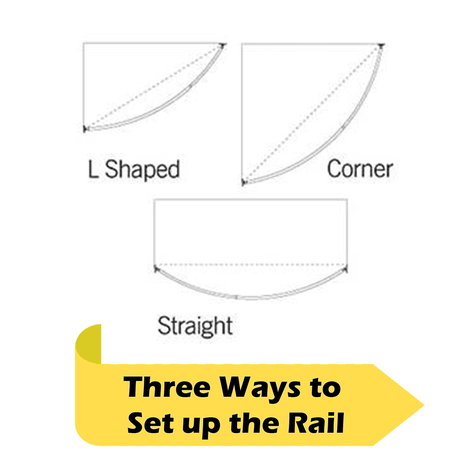 Telescopic Curved SHower Curtain Rail 120190cm Adjustable Angle