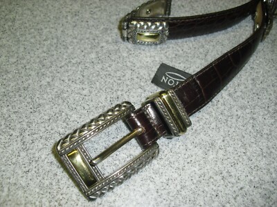 BRIGHTON SIGNED BROWN LEATHER SILVERTON/GOLDTONE ACCENTS SZ  display picture 1