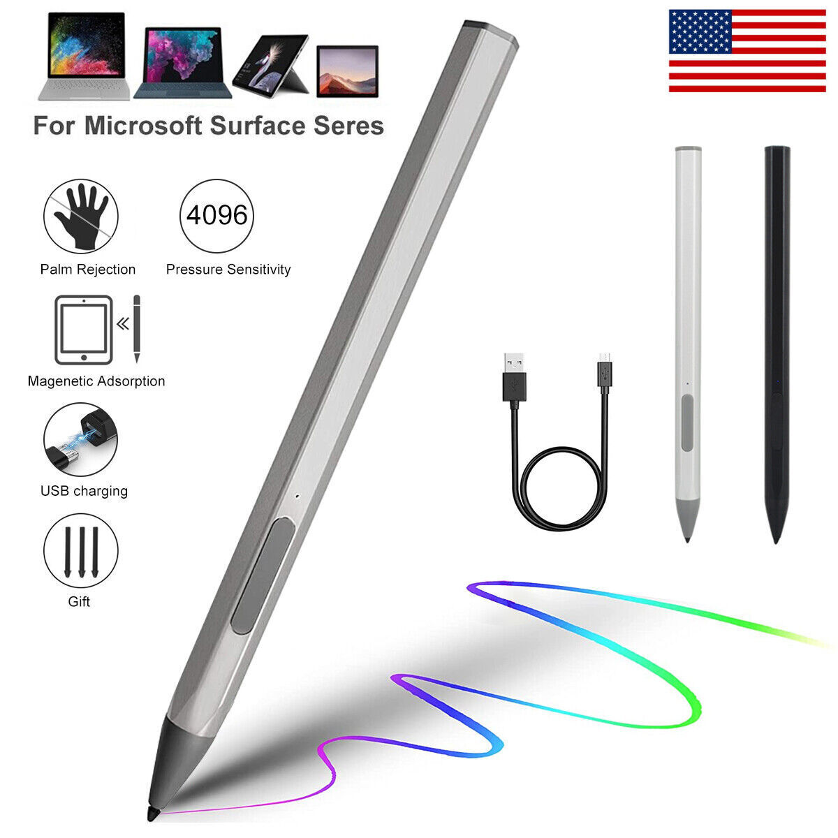 Surface Pen Stylus For Microsoft Surface Pro 4/5/6/7/8 Duo/ Duo 2  Laptop1/2/3/4.