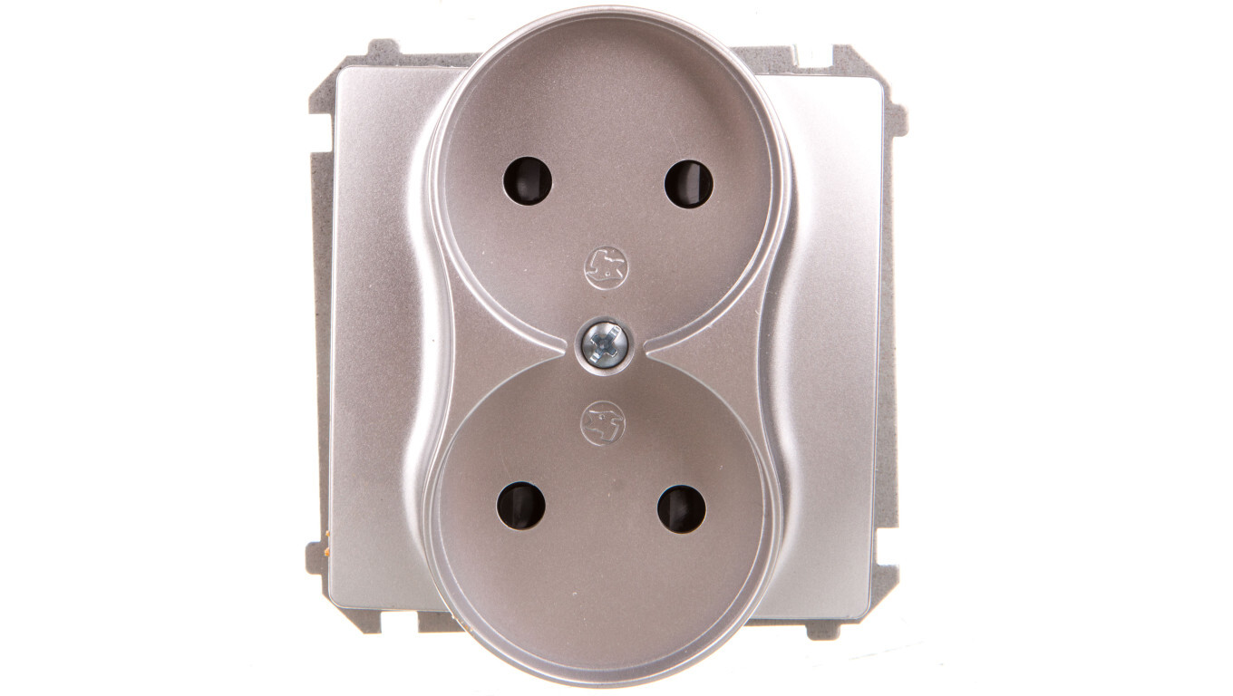 Simon Basic Double socket-outlet without grounding with track shutters 16 /T2UK