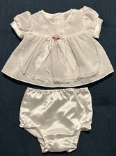 Vintage Baby Dress Moments White 6-9 month Made In USA Lace Trim Bow 2 Piece Set