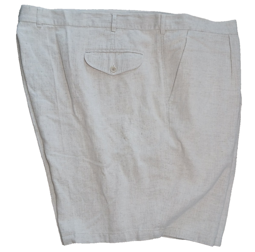 M. Serafino plissierte Herren 56B 56 große Leinen Baumwollmischung Shorts Fischgrätmuster - Bild 4 von 9