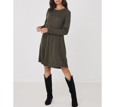 Abound dark green a-line knit dress | eBay