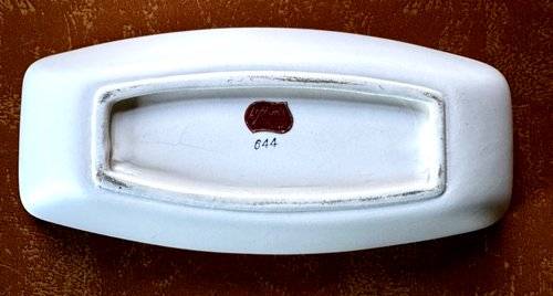 Vintage Rare MCM Lefton Small Butter Serving Dish~White & Blue-Grey Flowers~305 - Picture 10 of 11