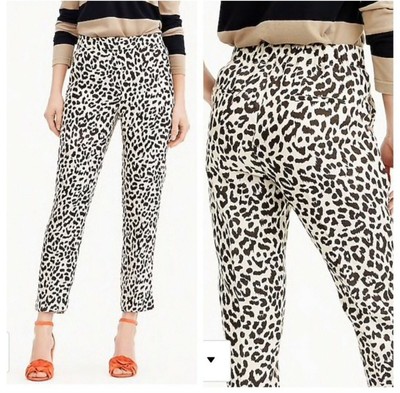 J Crew Easy Pant In Leopard Print Linen 