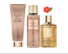 Victoria  s Secret Bare Vanilla Fragrance Mist, Lotion And Body Wash Set New.