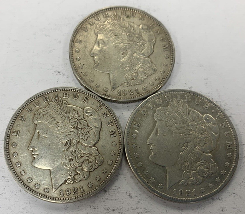 1921 P,S & D (lot of 3) $1 Morgan Silver Dollars Very Nice Lot of Coins ~ #2144