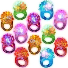 96 Ct  Flashing LED Bumpy Rings Blinking Soft Jelly Glow