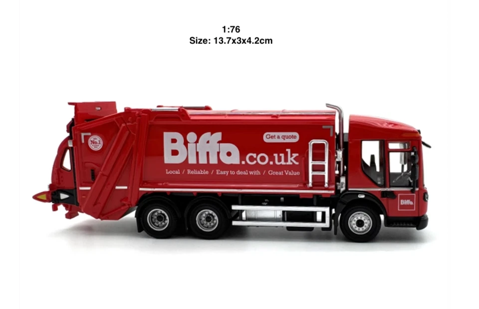 BN 1:76 Red Dennis Garbage Collection Truck Model Diecast Metal Car - Image 3 of 4