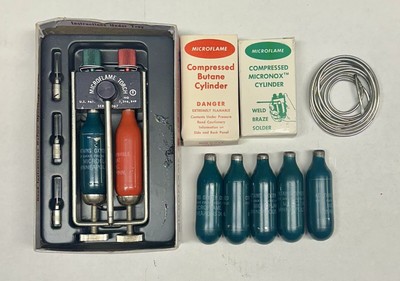 Vintage Microflame Torch Mini Gas Welding Torch with Extra Refills Ser. 4367