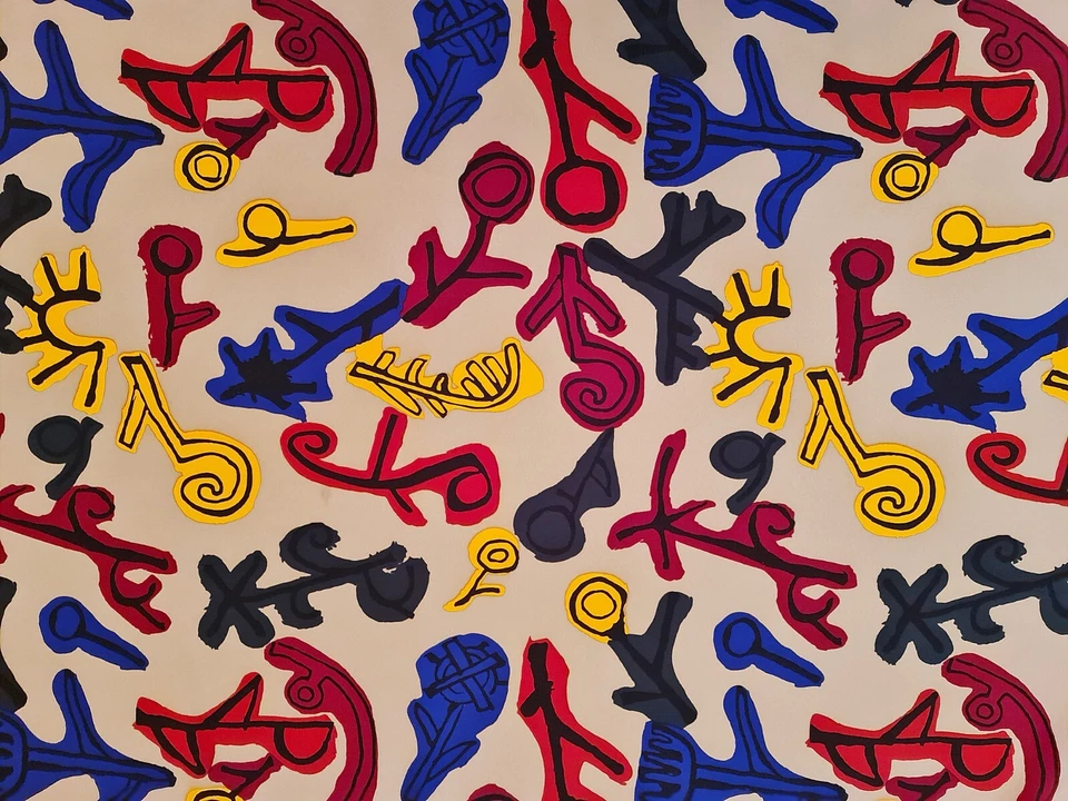 SCARF VINTAGE AUTHENTIC ABSTRACT MODERNISM ART 34" SQUARE - Image 2 of 4