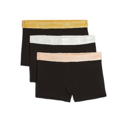 NWT EXPRESS. Sz XL. 3 Pack. Stretch Metallic Sport Trunk. Black. MSRP $48.00