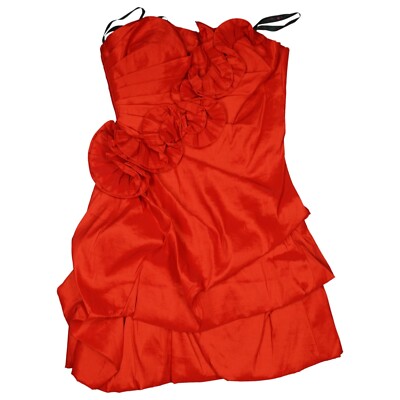 Laona Abend Cocktail Party Brautjungfern mini Kleid kurz Rüsche Gr XS 36 Rot NEU