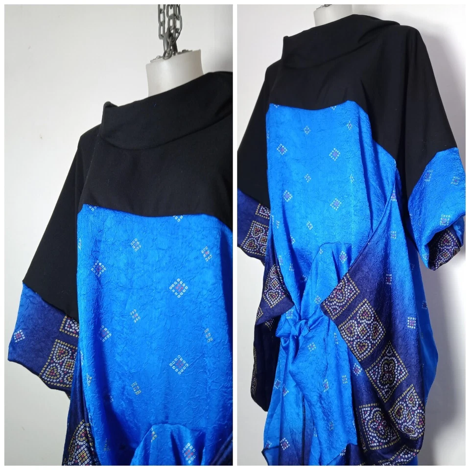 NEW BESPOKE HANDMADE KIMONO DRESS ONE SIZE LAGENLOOK KAFTAN WEARABLE ART BOHO - Image 3 of 4