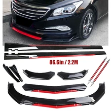 For Hyundai Sonata Front Bumper Lip Splitter Spoiler Glossy Black Red Body Kit