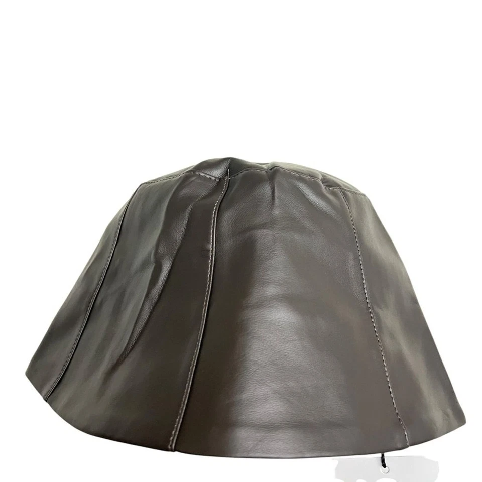 Nuevo Sombrero Cubo Bajo Clásico Imitación Cuero Marrón Logo Foto 2 de 4