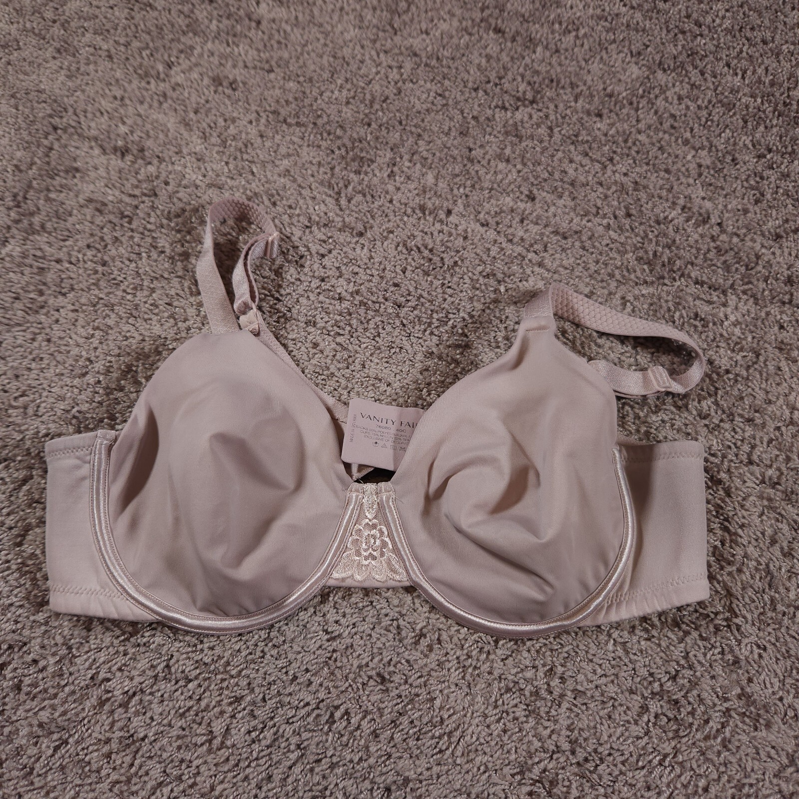 Vanity Fair Bra 40C Lilac Underwire Beauty Back Full Figure Minimizer