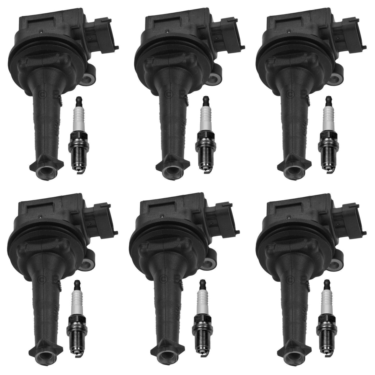 Bosch 6 Ignition Coil Denso 6 Double Platinum Spark Plug Kit For XJ6 S80 XC90 L6