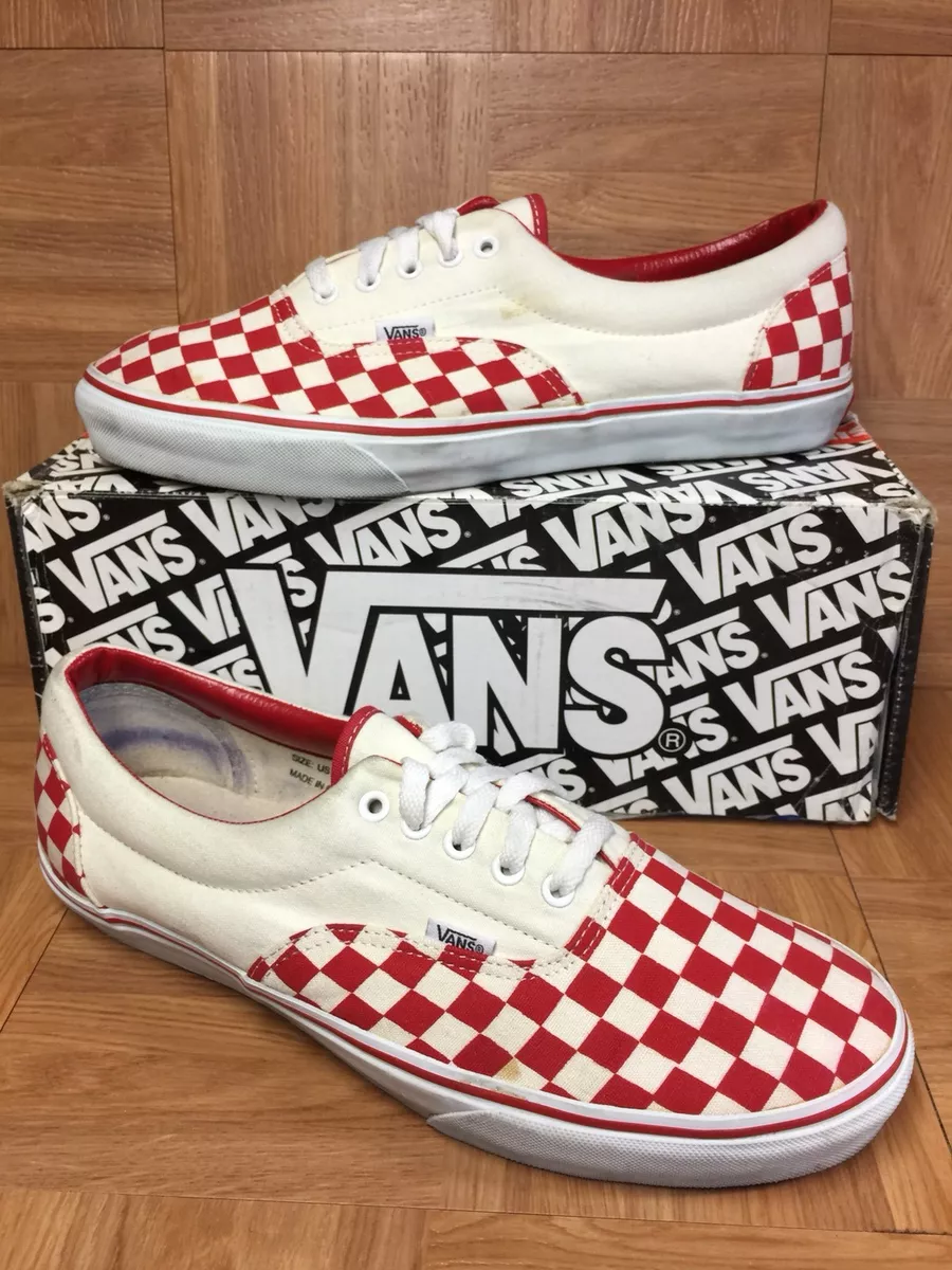 VNTG VANS Era Red Canvas White Checkerboard Flag Sz 13 Men s
