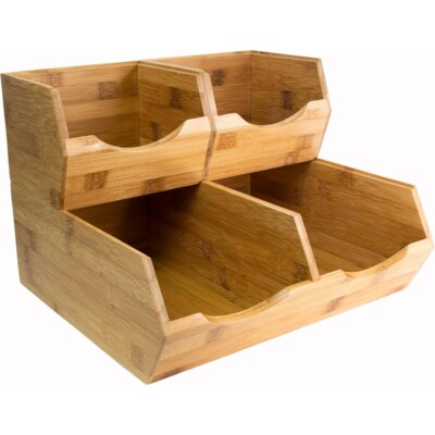 Bamboo Pantry Storage Bins, Stackable Baskets , Potato and Onion Storage