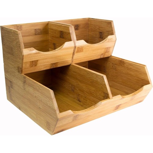 Bamboo Pantry Storage Bins, Stackable Baskets , Potato and Onion Storage