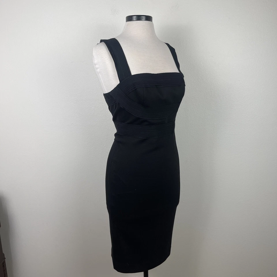 Vestido Robert Rodriguez para mujer 2 pequeño negro envuelto en cinta cóctel etiqueta negra Foto 3 de 4