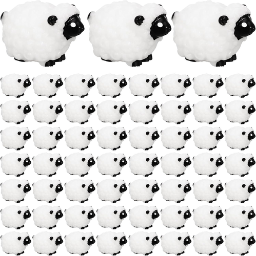 100 Mini White Sheep Figurines - Cute Miniature Resin Sheep Ornaments for Indoor