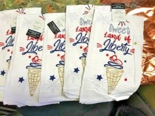 5- "SWEET LAND OF LIBERTY" HAND TOWELS  NEW