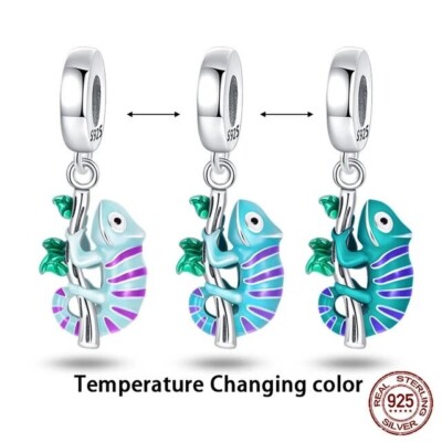 Farbwechsel Chamäleon Charm für europäische Armbänder S925 Sterlingsilber