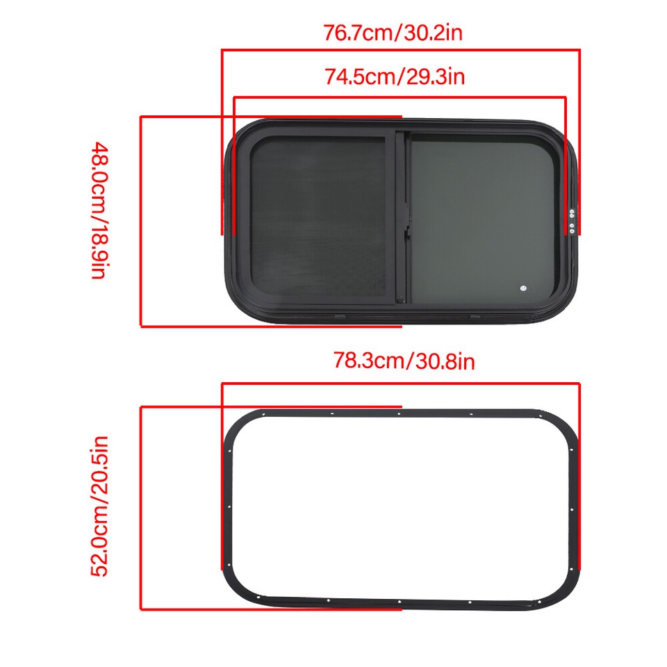RV Horizontal Slide Window Universal W/DOT 24-30-35-36-42-48