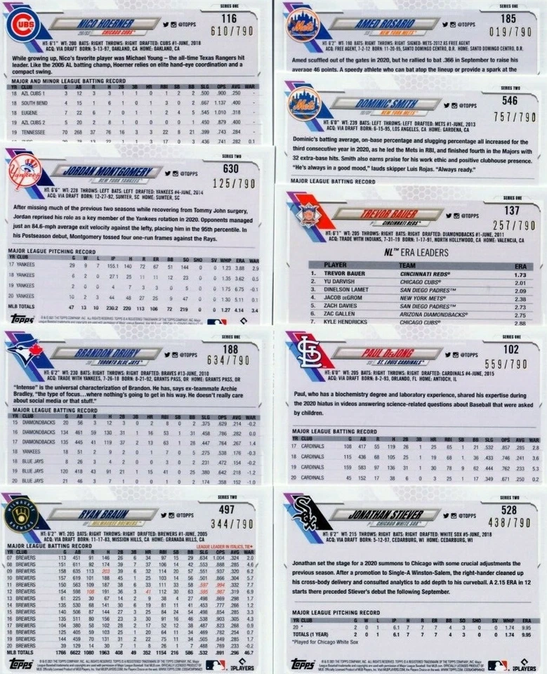 2021 TOPPS factory set FOILBOARD parallel cards #'d /790 *pick from list* - Image 4 of 4