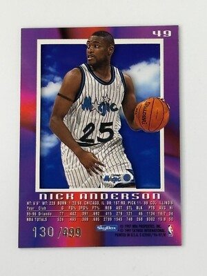 1996-97 SKYBOX EX 2000 NICK ANDERSON 130/499 CREDENTIALS ORLANDO