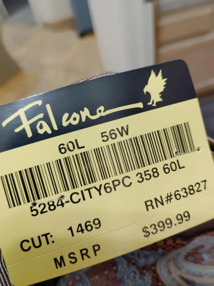 Falcone Hombre Traje 4 Piezas Caqui Claro Corbata Chaleco Plisado Pantalón Talla 60L W56 Foto 4 de 4