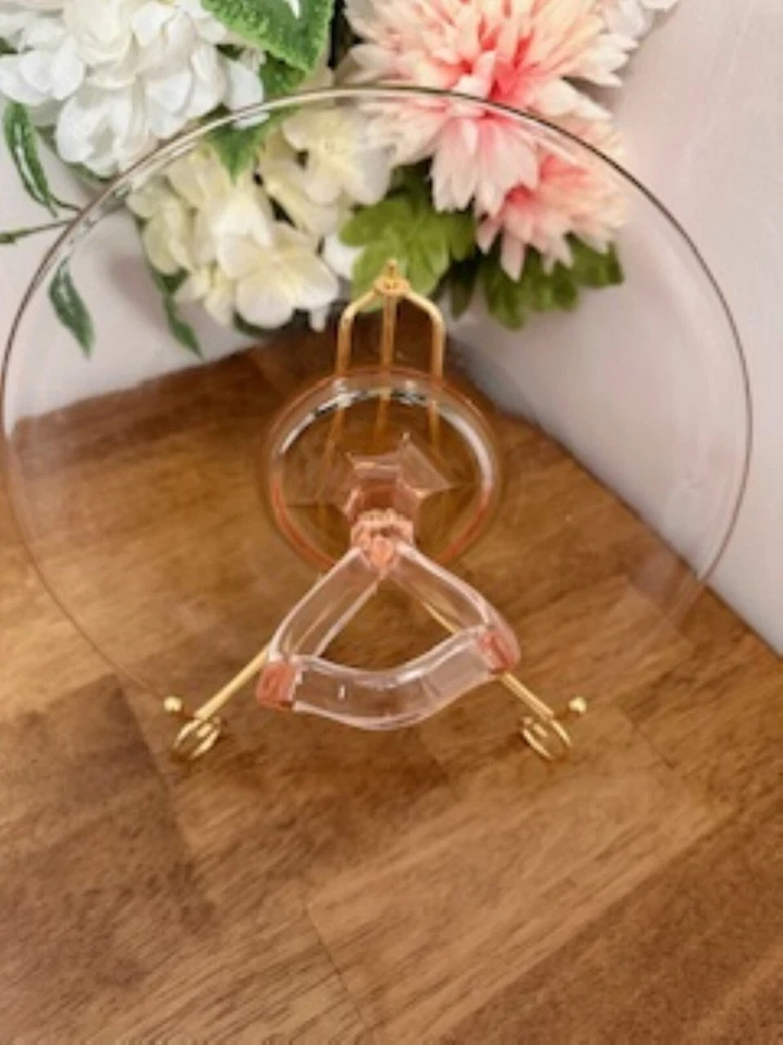 Pink Depression Glass Sandwich Plate – Vintage Handled Serving Tray 1930s Plain - Image 4 of 4