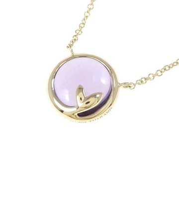 Authentic Tiffany & co, Paloma Picasso 18K YG , Amethyst Olive Leaf Necklace 