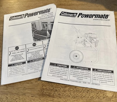 #ad Coleman Powermate Powerwasher Operators Manual And Insert $7.61