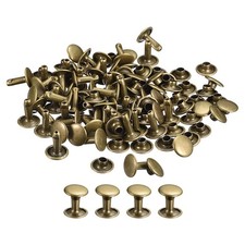50 Sets Leather Rivets, 9mm Double Cap Rivets 10mm Height, Bronze Tone