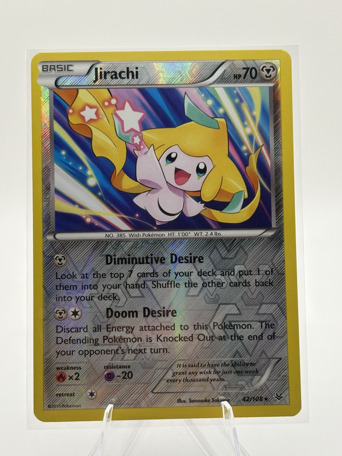 Pokemon Jirachi 2015 42/108 Roaring Skies Reverse Holo