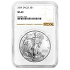 2014 $1 American Silver Eagle NGC MS69 Brown Label