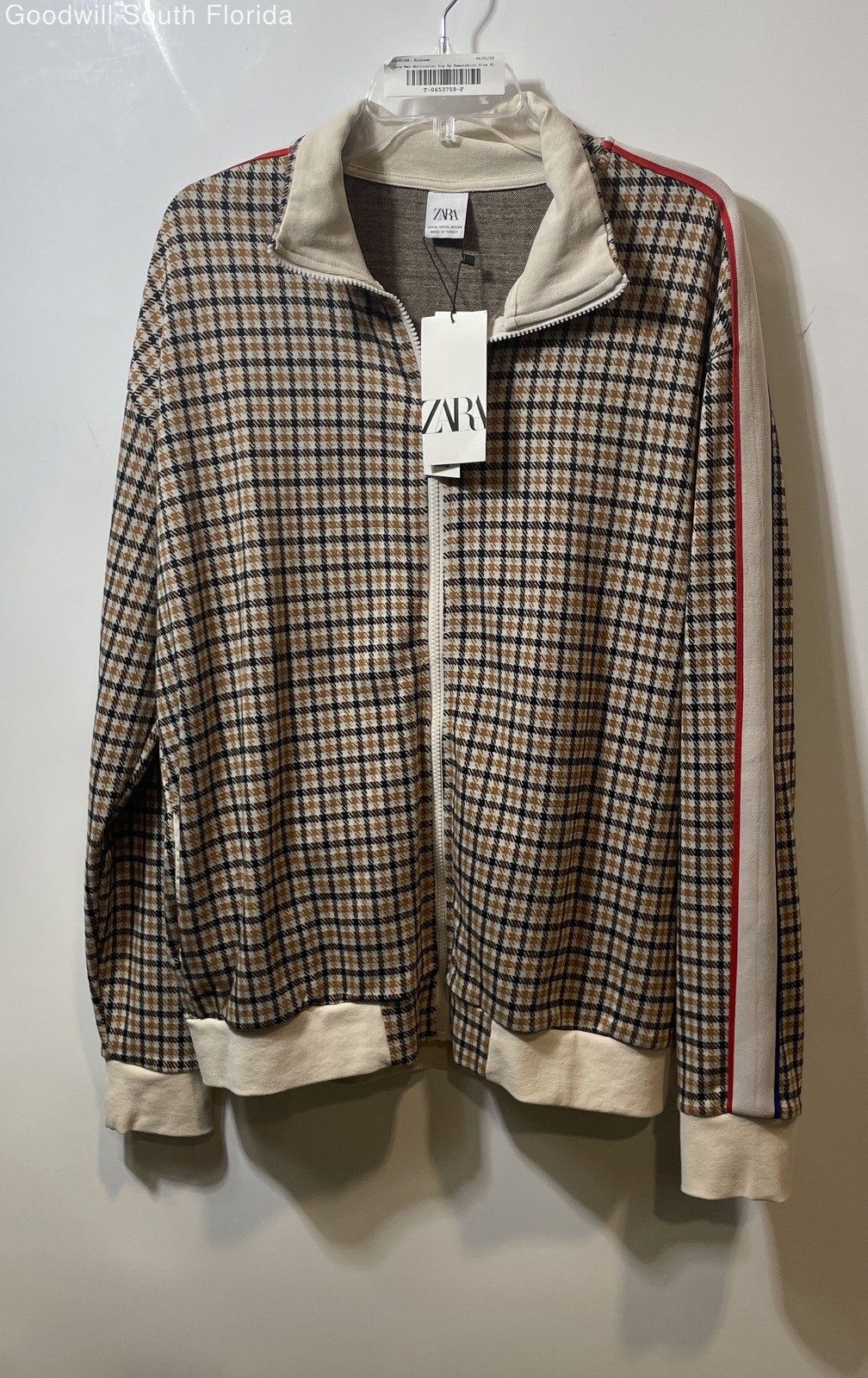 Zara Mens Multicolor Printed Long Sleeve Full-Zip Jacket Size XL With Tags