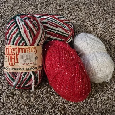 Vintage Caron Christmas Glitter Lot Ombre 7235 Used/New, Plus Red & White Lot/4