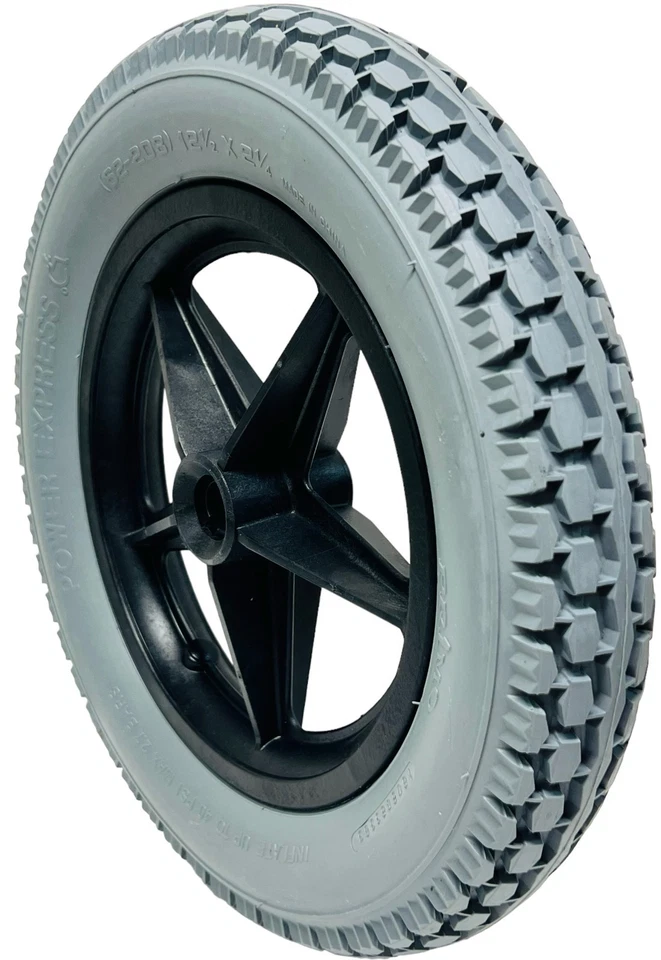 JUEGO DE 2 RUEDAS 12 1/2" X 2-1/4" MONTAJE RUEDA LIBRE PLANA PARA INVACARE POWER CHA Foto 2 de 4