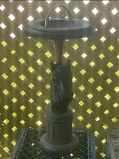 Vintage MCM Horse Head Standing Ashtray Metal & Wood Stand Approx 23"T