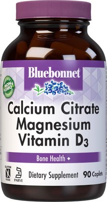Bluebonnet Nutrition Calcium Citrate Magnesium Plus Vitamin D3 Caplets, Bone and