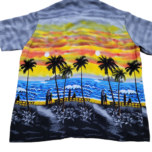 VTG Kennington Button Up Shirt XL Men Wrap Over All Print Beach Sunset Camp Y2K - Picture 13 of 18