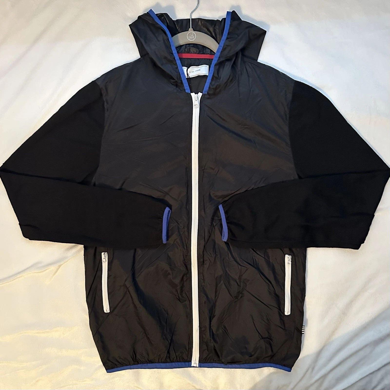 Five Four Potter Full Zip Hooded Lightweight Black Windbreaker Jacket Men M