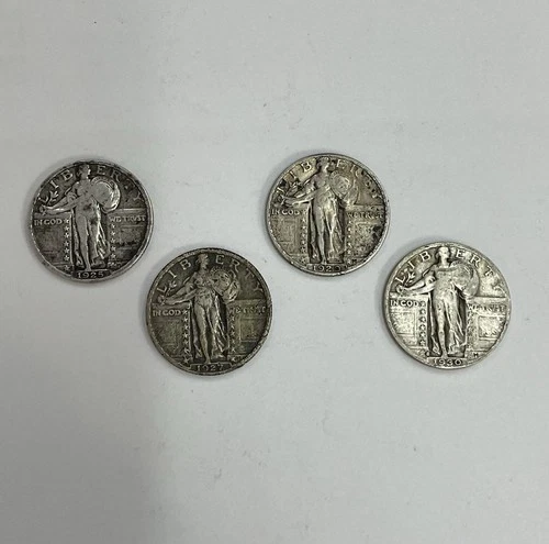 4 Standing Liberty Quarters 1925 1927 1929 1930-S