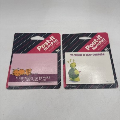 Vintage 1990 Garfield Post-It Note Pad And Turtle Post-it Notepad New Unopened